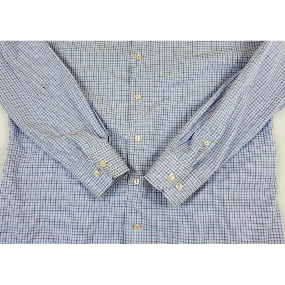 Men's Eton Brighton Button-Up Plaid Dress Shirt Slim Fit Sz L 41/16 - Picture 4 of 11